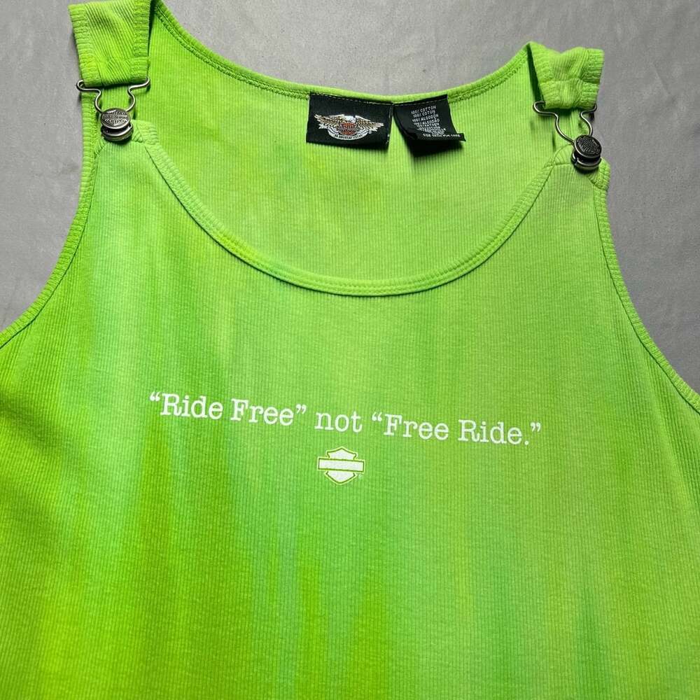 Harley Davidson Tank Top Green Ride Free Not Free Ride - Picture 2 of 10